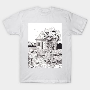 Tiny Farmhouse Di Linh Vietnam Pen and Ink Illustration T-Shirt